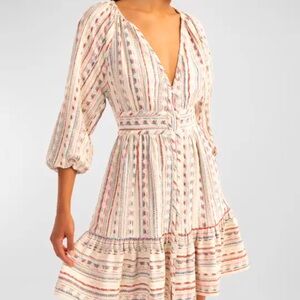 Shoshanna Cream Mini Dress with Multicolor Stripes